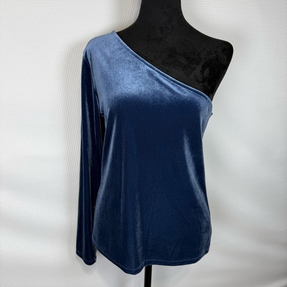 Old Navy Tops - Old Navy Elegant Velvet One-Shoulder Large Blue Top NWT